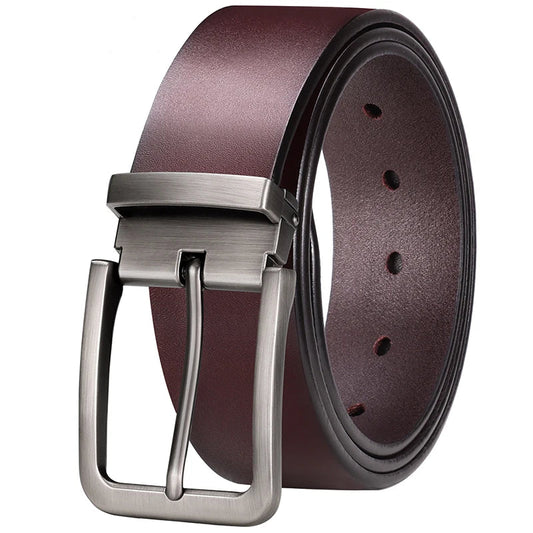Premium Split Leather Belt with Polished Metal Buckle